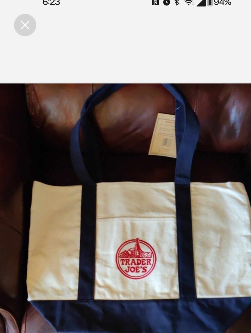 NEW LARGE Trader Joe's Limited Edition Canvas Tote Bag - Navy